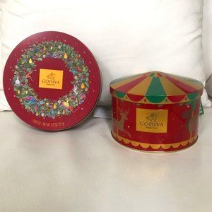 Lot of 2 Godiva Collectible tin boxes